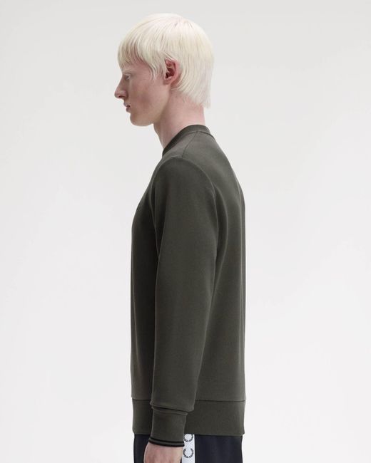 Fred Perry Green Crew Neck Sweatshirt for men