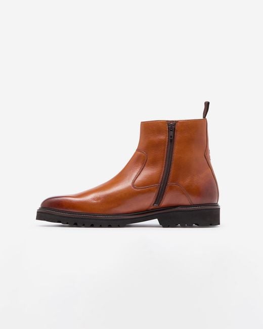 Oliver Sweeney White Swanley Milled Calf Leather Zip Boots for men