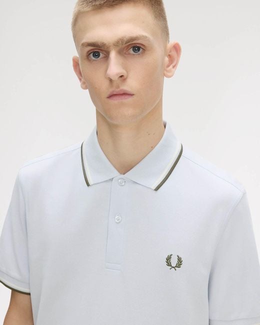 Fred Perry White Twin Tipped Signature Polo Shirt for men