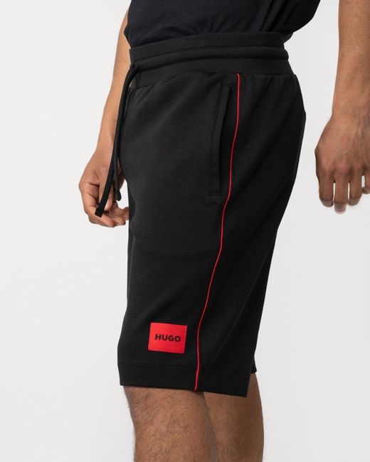 HUGO Black Logo Badge Loungewear Shorts for men