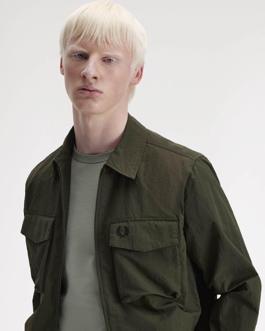 Fred Perry Green Ripstop Pocket Overshirt for men