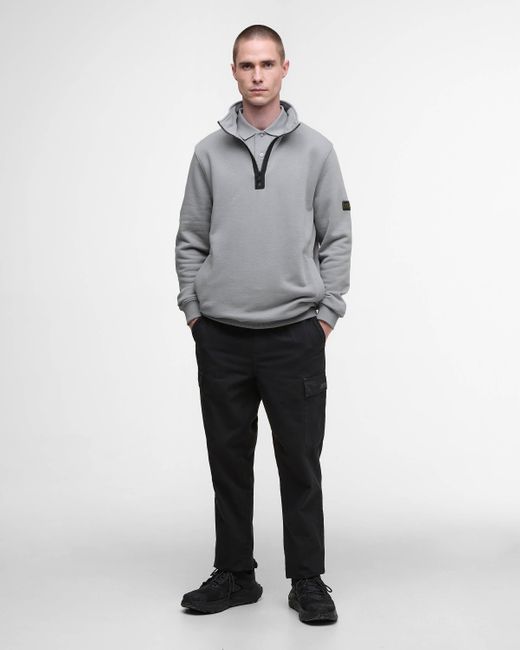 Barbour Gray Outline Funnel Neck Sweatshirt for men