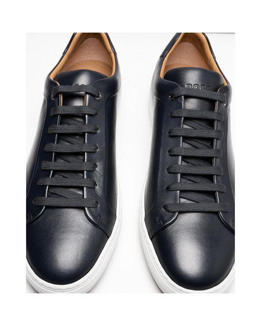 BOSS by HUGO BOSS Leather Cupsole Trainers With Logo Details Crafted In ...