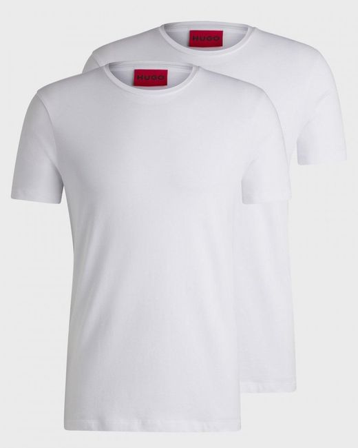 HUGO White Round Two-Pack Of Slim-Fit T-Shirts for men