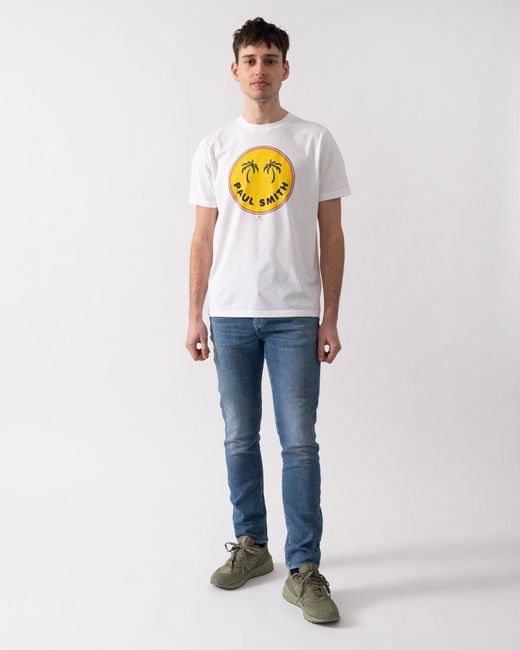 Paul Smith White Ps Reg Fit Short Sleeve Palm Trees T-Shirt for men
