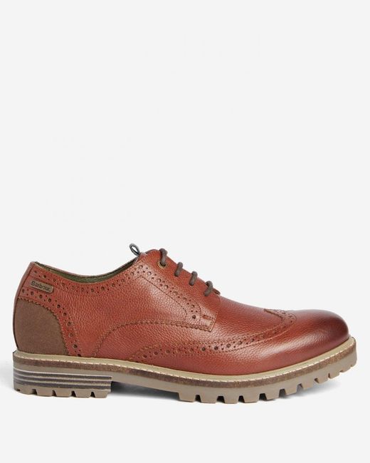 Barbour Brown Marble Derby Brogue Shoes for men