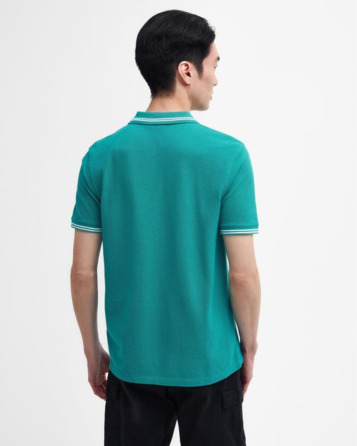 Barbour Green Essential Tipped Tailored Polo for men