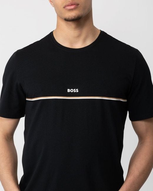 Boss Black Unique Stretch-cotton Pyjama T-shirt With Logo Print for men
