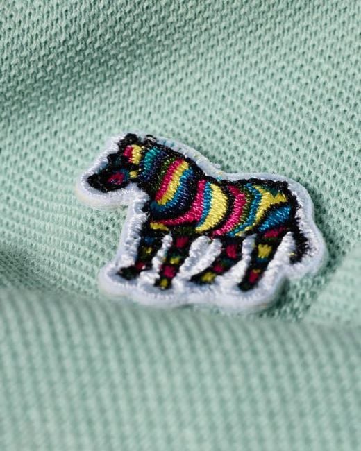 Paul Smith Green Ps Regular Fit Short Sleeve Organic Cotton Zebra Polo Shirt for men
