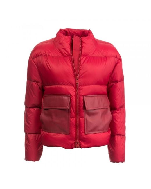 red armani puffer jacket