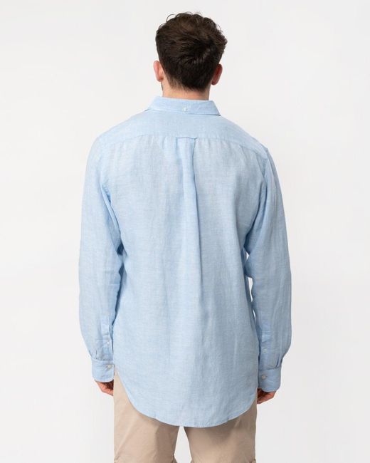 Gant Blue Regular Linen Long Sleeve Shirt for men
