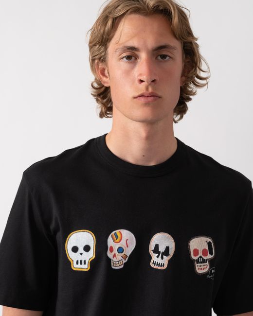 Paul Smith Black Ps Casual Fit Skulls T-Shirt for men