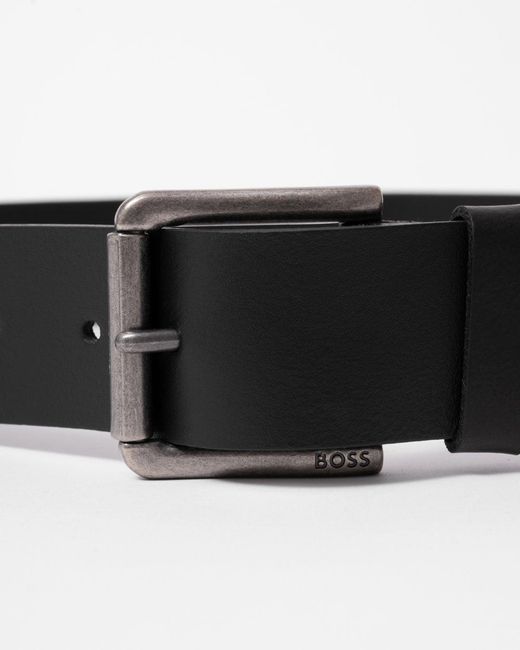 Boss Black Joris Italian Leather Belt With Engraved Buckle for men