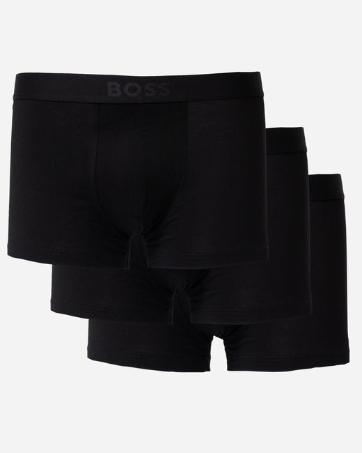 Boss Black 3-Pack Stretch-Cotton Trunks With Logo Waistbands for men
