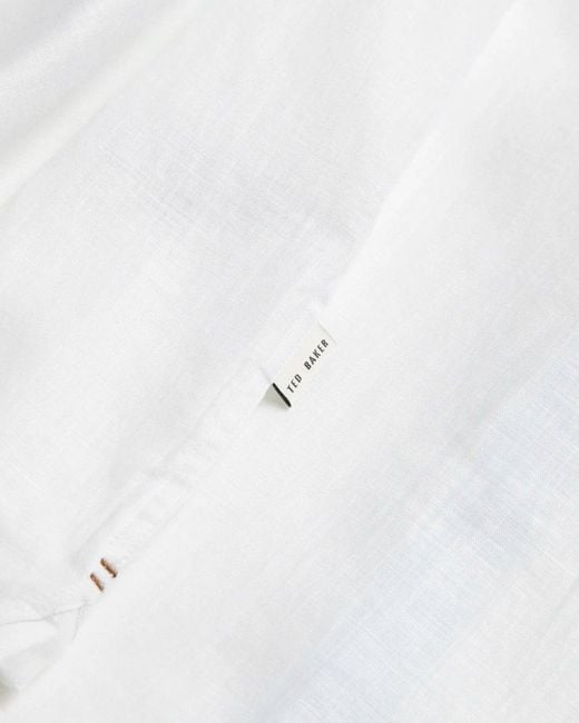 Ted Baker White Palomas Short Sleeve Linen Shirt for men