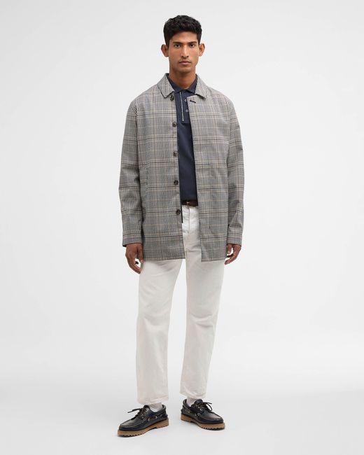Barbour Gray Check Rokig Waterproof Mac for men