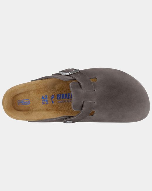 Birkenstock Gray Boston Soft Footbed Oiled Leather Clogs