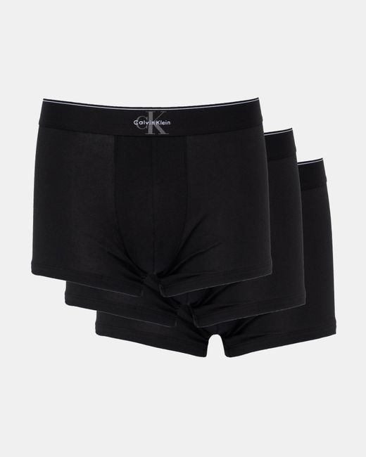 Calvin Klein Black 3-Pack Graphic Monogram Cotton Trunks for men