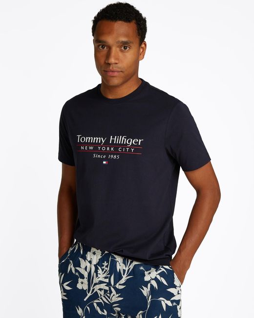 Tommy Hilfiger Blue Center Stack T Shirt for men