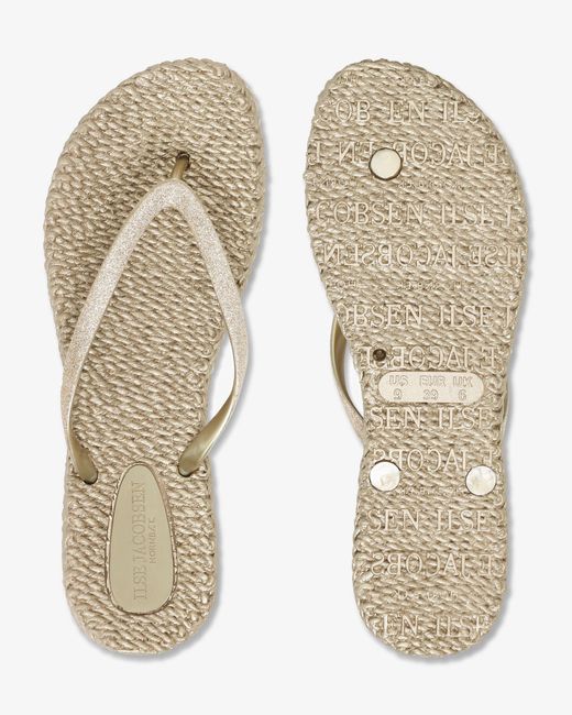 Ilse Jacobsen Natural Cheerful Glitter Flip Flops