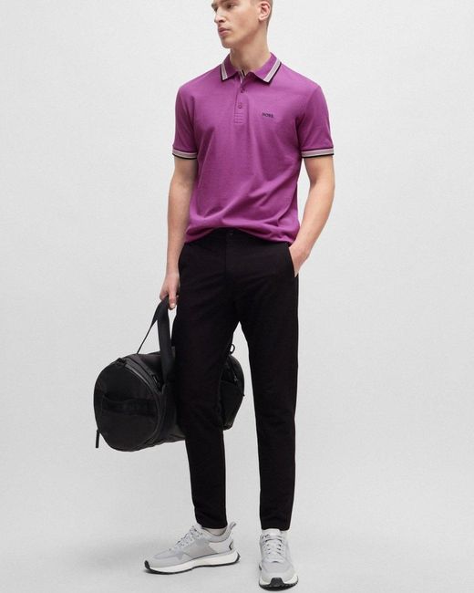 Boss Purple Paddy Contrast Polo for men