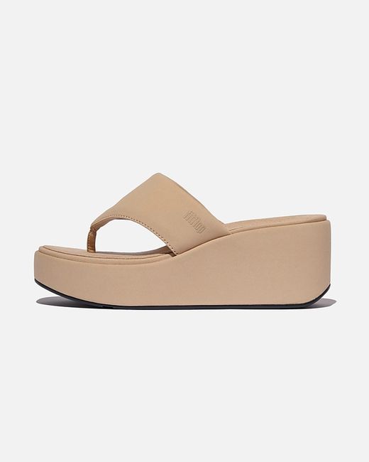 Fitflop White Platfforms Wedge Toe-Post Sandals