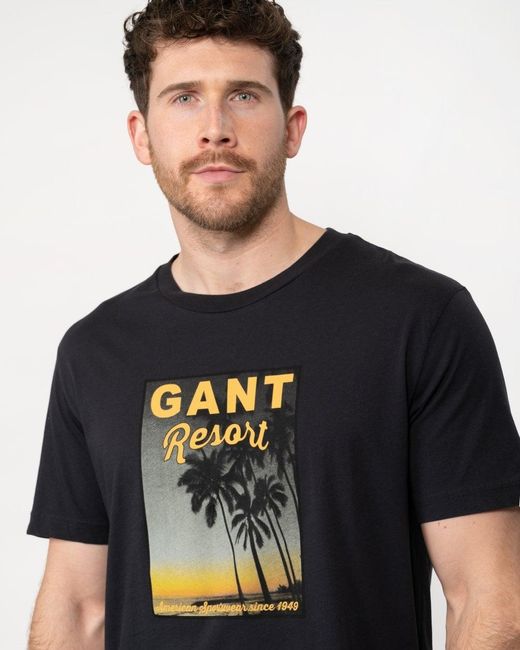 Gant Black Washed Graphic Short Sleeve for men
