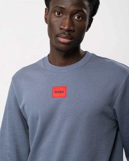 HUGO Blue Diragol212 Label Logo Sweatshirt for men