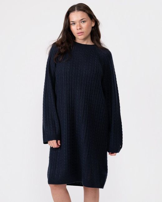 Tommy Hilfiger Blue Cable Knit Relaxed Jumper Dress