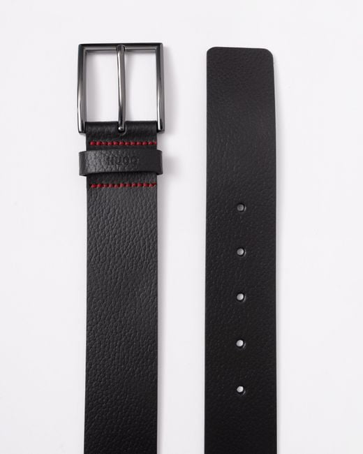 HUGO Black Giaspo-Gr Leather Belt for men