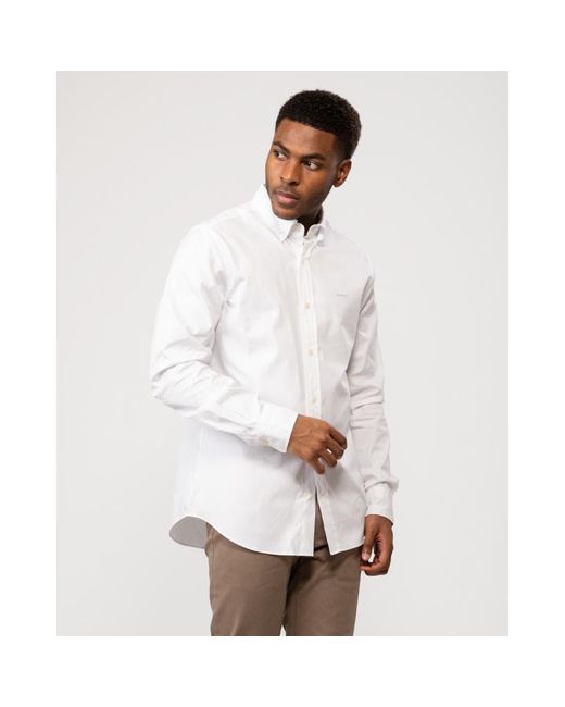 GANT Slim Fit Long Sleeve Pinpoint Oxford Shirt in White for Men | Lyst  Canada