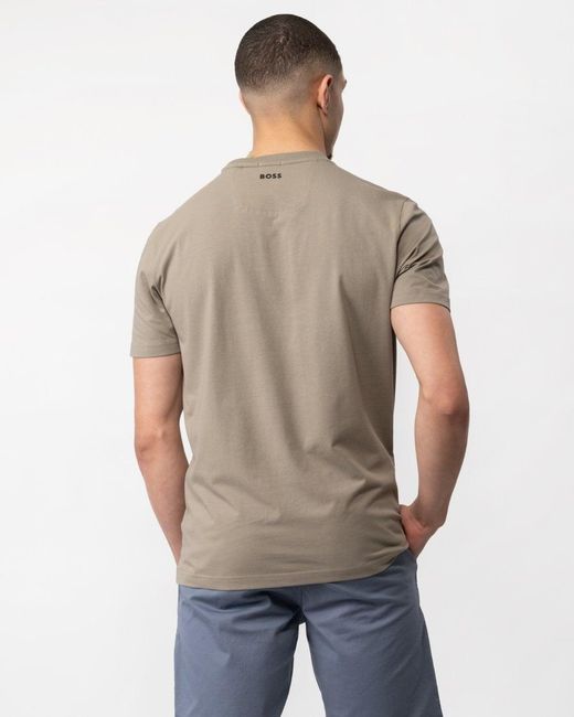 Boss Gray Tee 4 Stretch Cotton Regular Fit T-shirt With Embossed Artwork for men