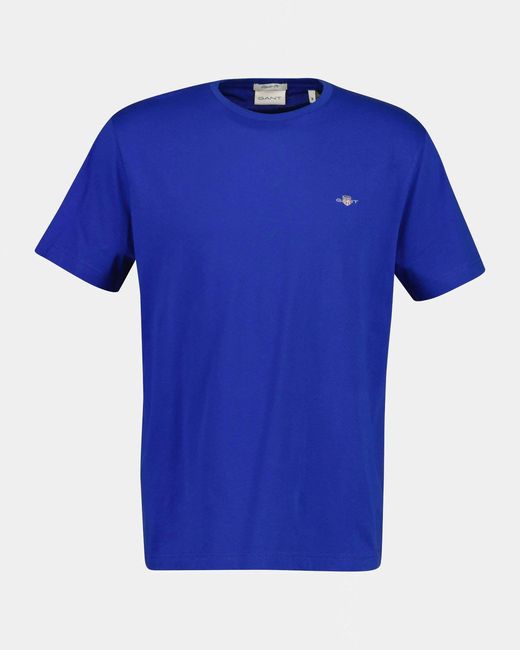 Gant Blue Regular Fit Short Sleeve Shield Logo T-Shirt for men