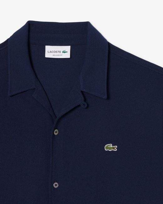 Lacoste Blue Relaxed Fit Short Sleeved Piqué Shirt for men