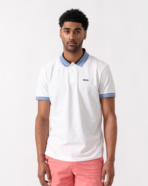 Boss White Pl_Member Short Sleeve Polo Shirt for men
