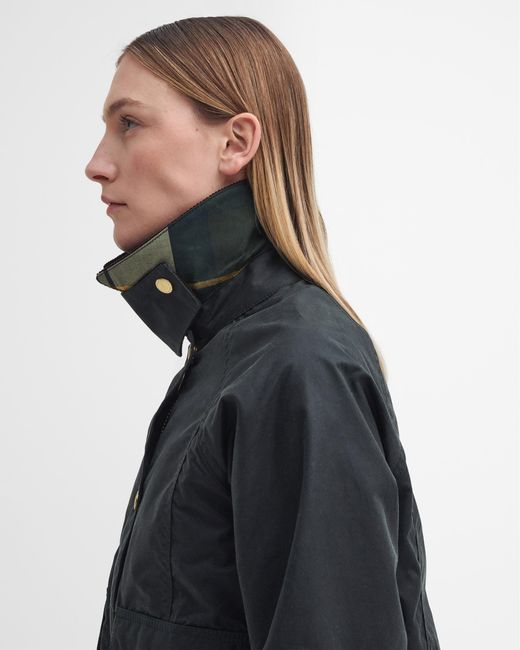 Barbour Gray Cropped Beadnell Wax Jacket