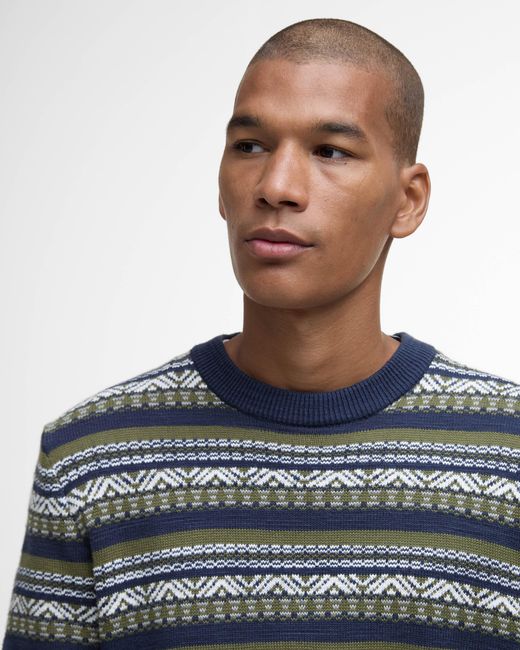 Barbour Blue Topcliffe Fairisle Crew Neck Sweater for men