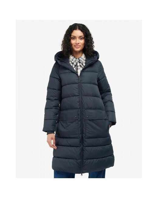 Barbour Skip Long Quilted Jacket in Blue | Lyst UK