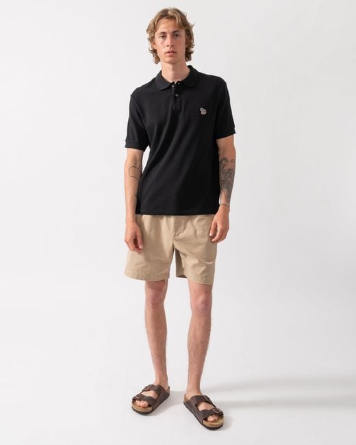 Paul Smith Black Ps Regular Fit Short Sleeve Cotton-Piqué Zebra Logo Polo Shirt for men