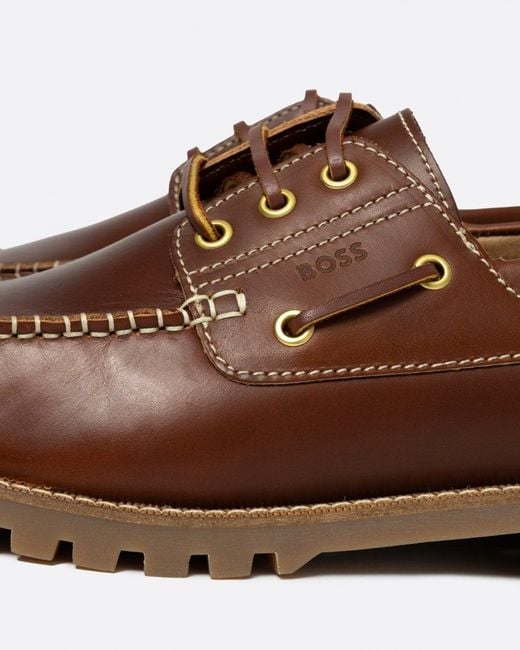 Boss Brown Tirian Boat Shoes for men