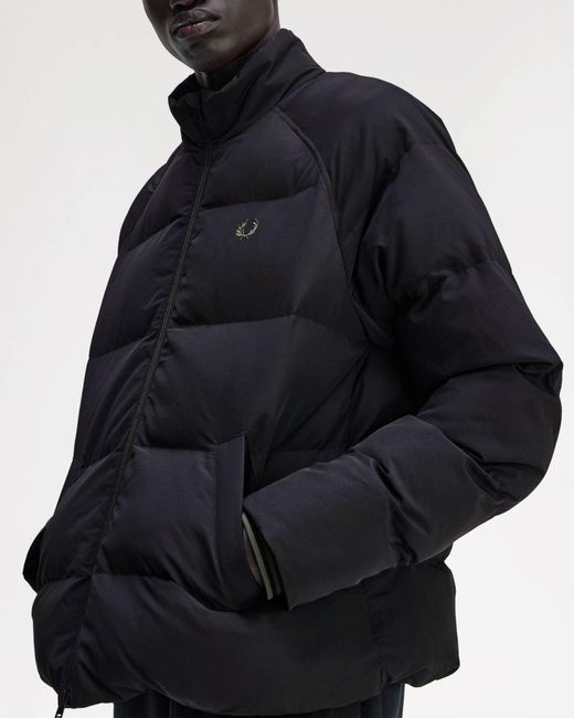 Fred Perry Blue Raglan Sleeve Padded Jacket for men