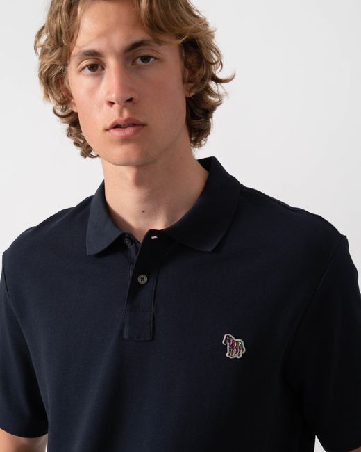 Paul Smith Black Ps Regular Fit Short Sleeve Cotton-Piqué Zebra Logo Polo Shirt for men