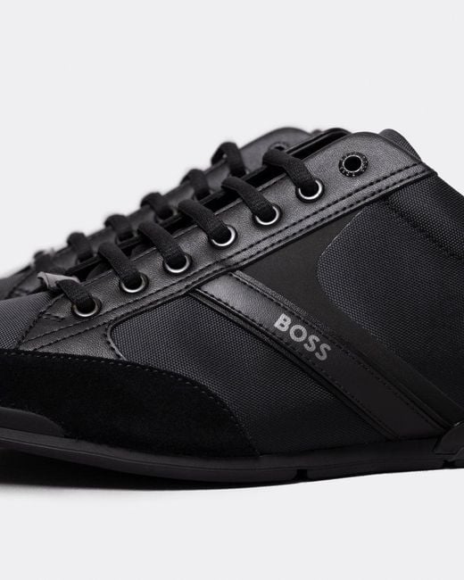 Boss Black Saturn Low Profile Mixed Material Trainers With Suede And Faux Leather Nos for men