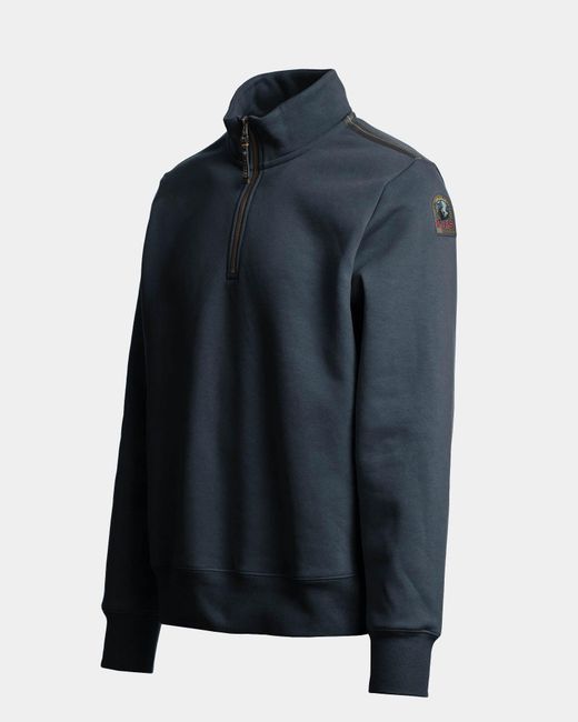 Parajumpers Blue Broad Peak Quarter Zip Sweatshirt for men