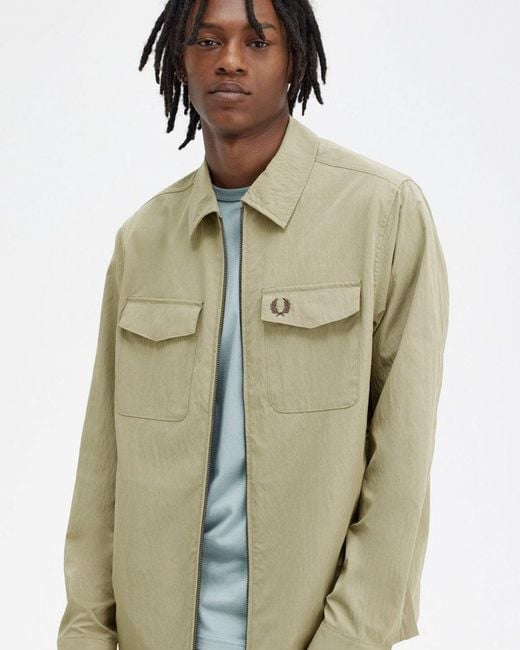 Fred Perry Green Zip Overshirt for men