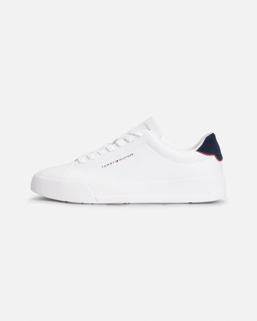 Tommy Hilfiger White Court Leather Detailed Trainer for men