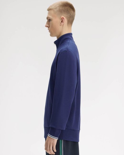 Fred Perry Blue Half Zip Sweatshirt for men