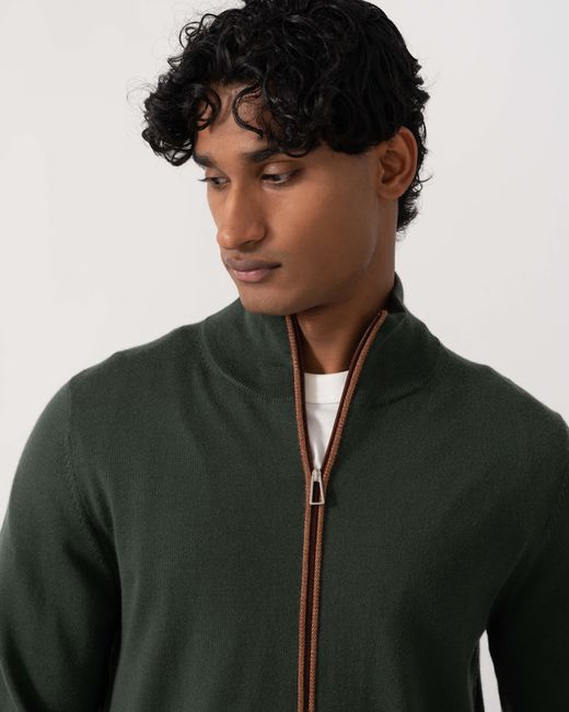 Paul Smith Green Ps Full Zip Funnel Neck Sweater for men