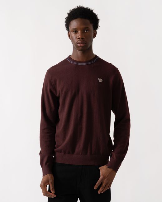 Paul Smith Red Ps Zebra Badge Crew Neck Jumper for men