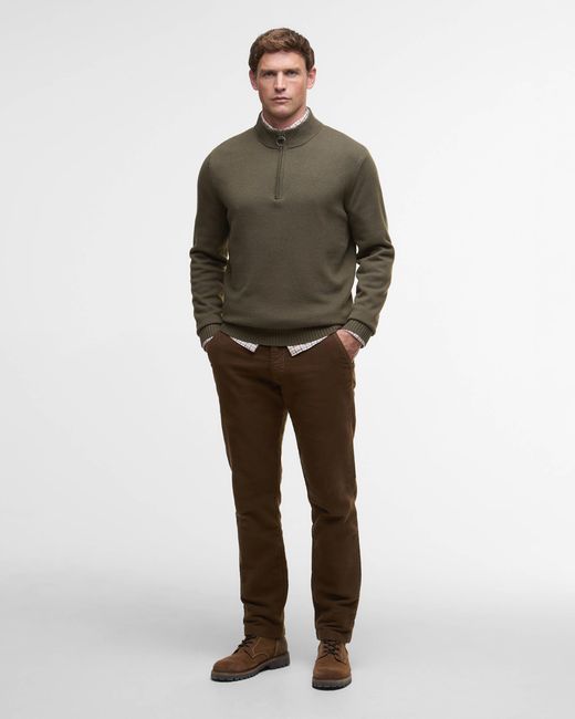 Barbour Brown Kelson Half Zip Knitted Jumper for men